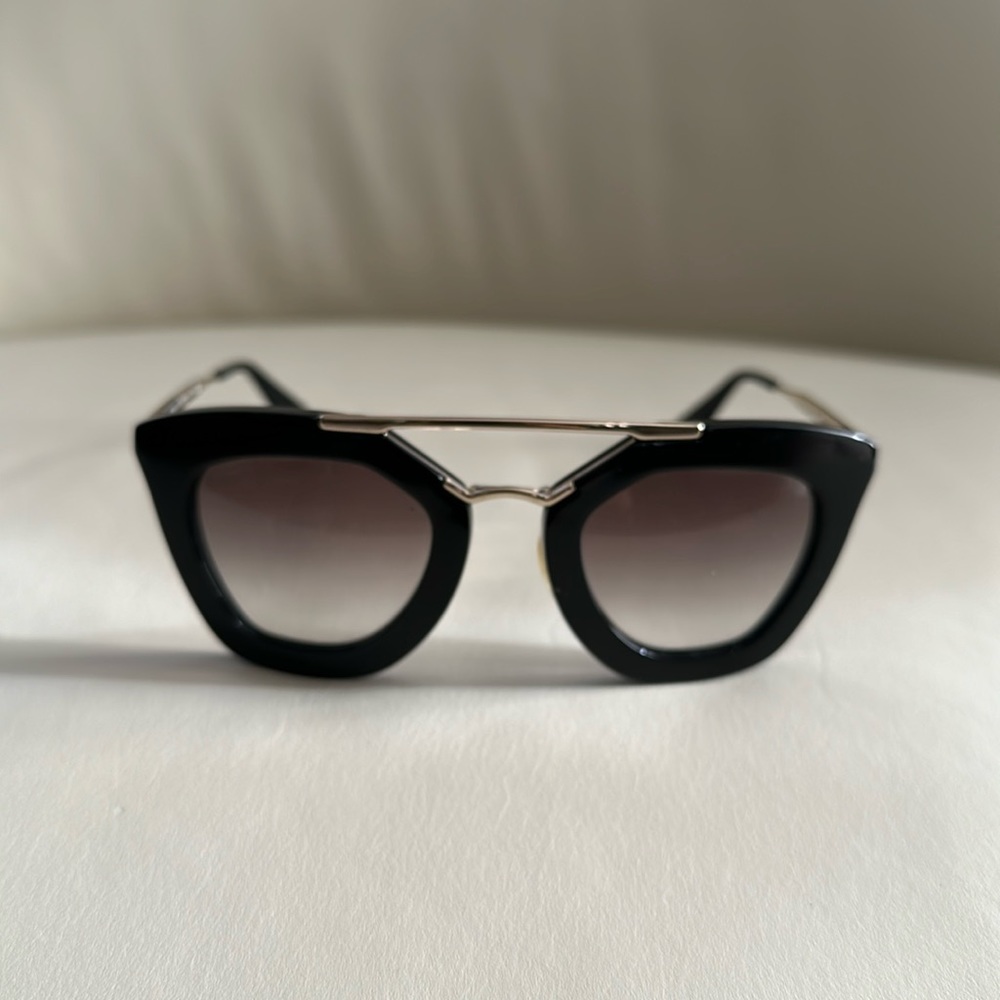 Prada SPR09Q Gold Black Cat Eye Sunglasses